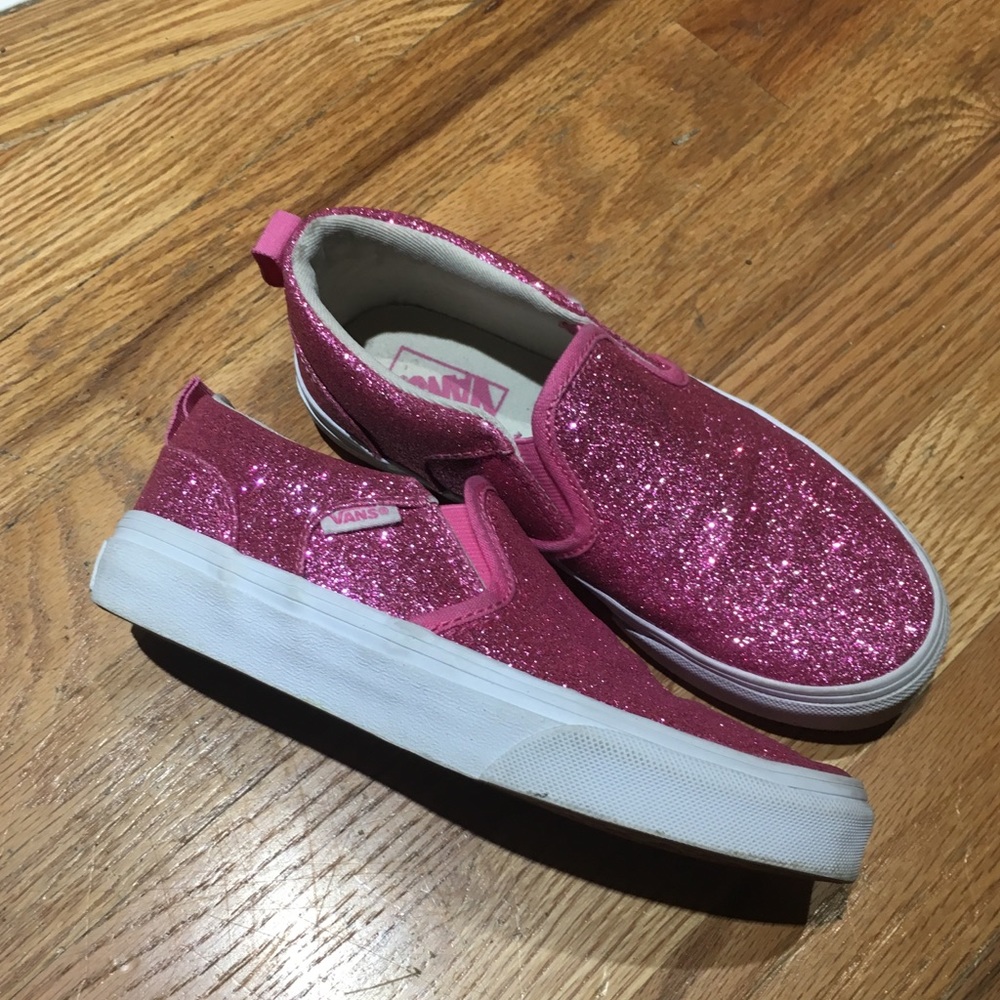 Girls Pink Glitter Slip-on Vans